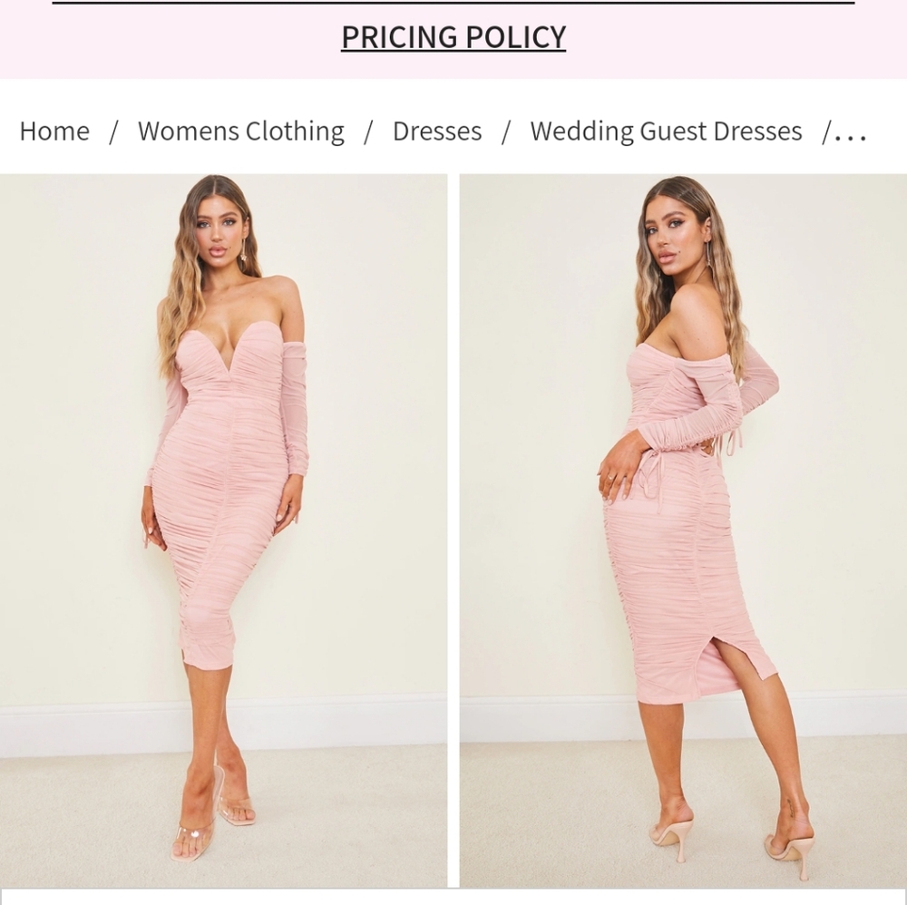 Blush off shoulder midi dress!!!